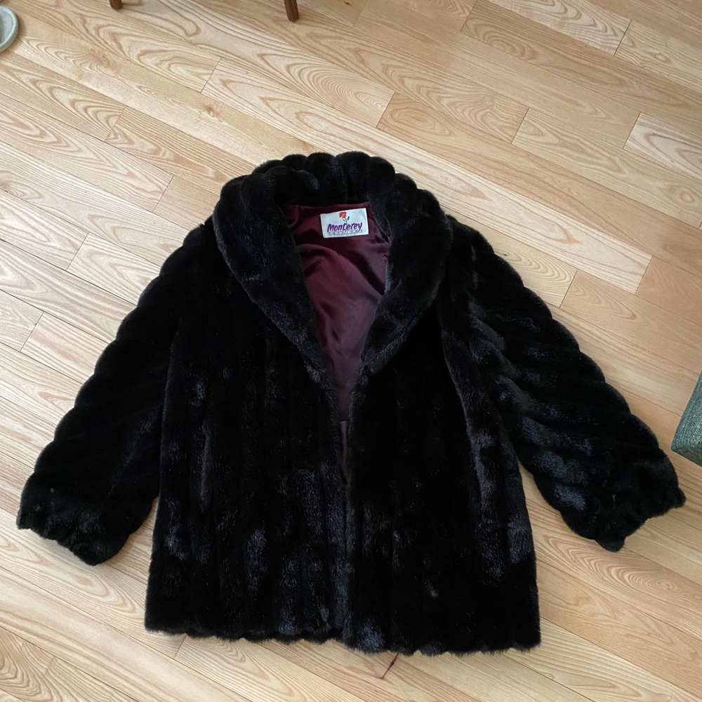 Faux fur coat in dark brown. Oversized. Vintage.